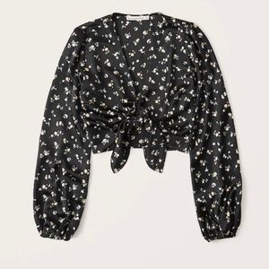 Abercrombie & Fitch Long-Sleeve Tie-Front Blouse